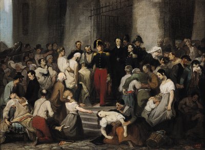 Der Herzog von Orleans besucht die Kranken im Hôtel-Dieu während der Cholera-Epidemie im Jahr 1832 von Alfred Johannot
